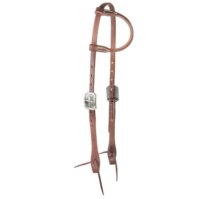 NRS Tack Oiled 3/4 Inch Single Ear Headstall with Four Petal Hook Buckle