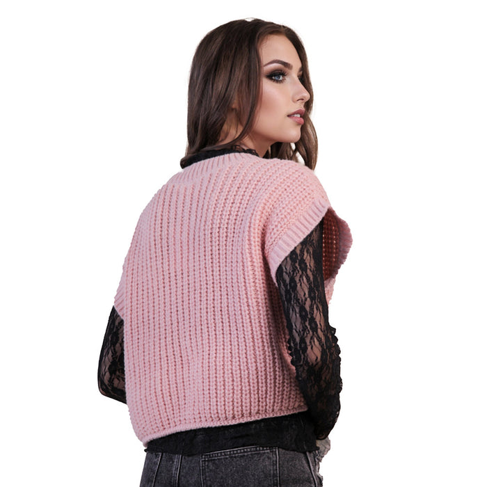 Very J Women's Blush Oversized Button Sweater Top