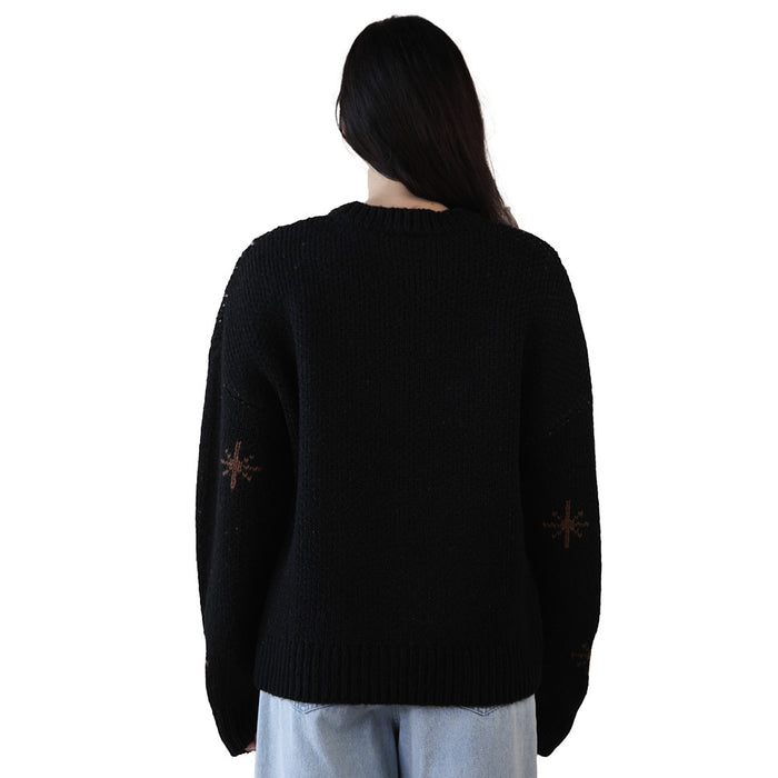 Very J Women's Black Cowboy Boot Sweater