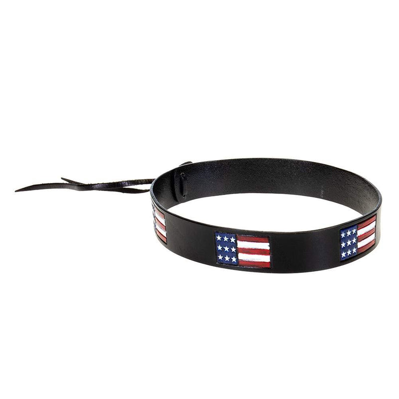 Black Leather American Flag Hat Band