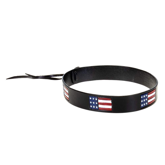 Black Leather American Flag Hat Band