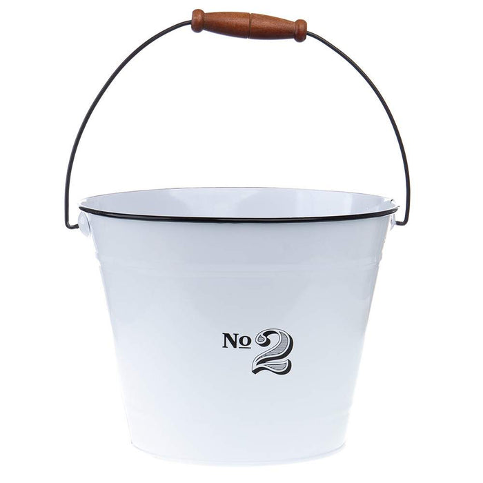 White Enamel Planter Bucket #2