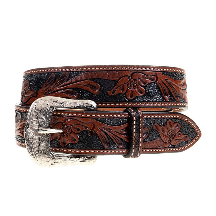 3D Men's Diamond Concho Floral Tooled Western Belt