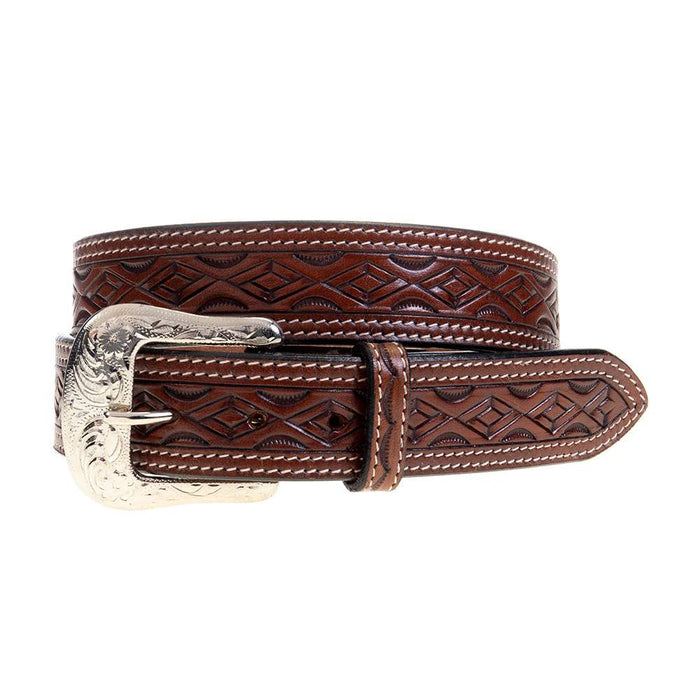 Men's Wrangler Tooled Leather Belt in Brown