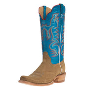 Men's Sand Roughout 13" Marine Blue Cowhide Top Cutter Toe Cowboy Boots