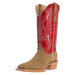 Men's Sand Roughout 13" Cherry Red Cowhide Top Square Toe Cowboy Boots