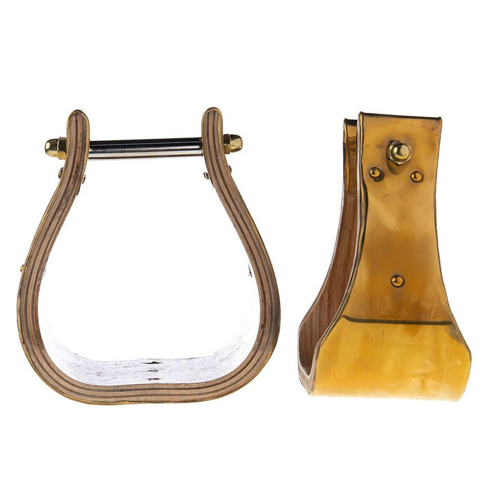 4in Brass Bound Wood Bell Stirrups