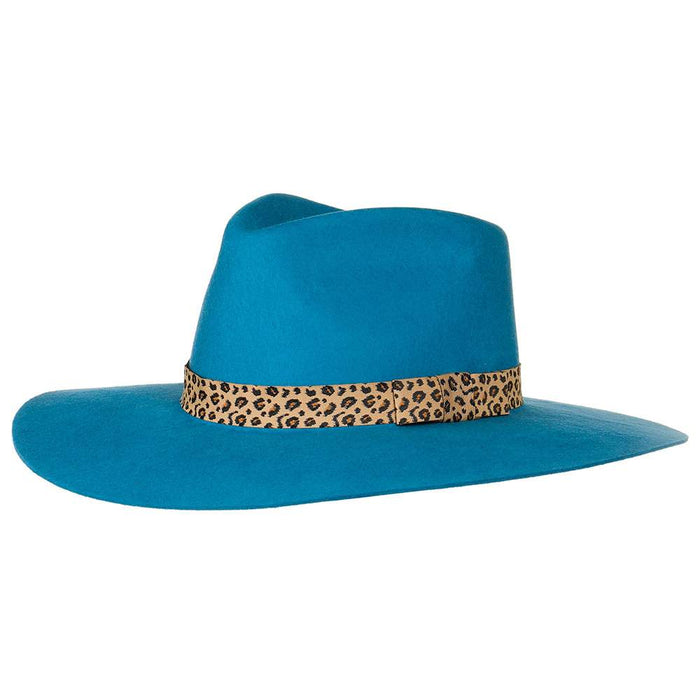 Women's M+F Turquoise with Leopard Band Fashion Hat