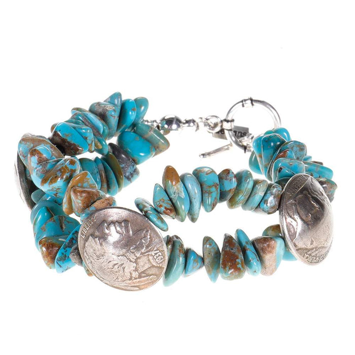 Triple Nickel Turquoise Bracelet