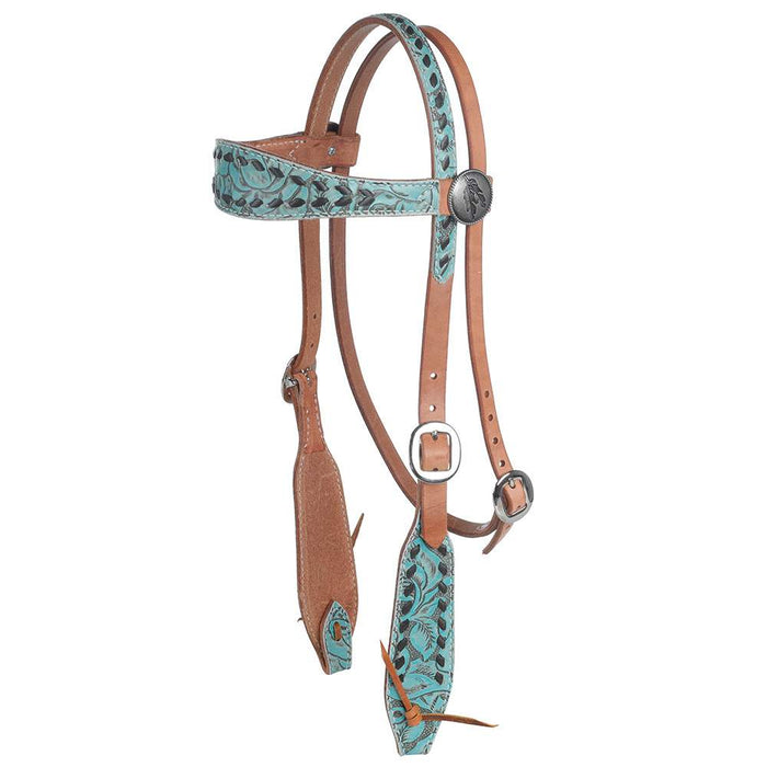 Turquoise Rose Browband Headstall