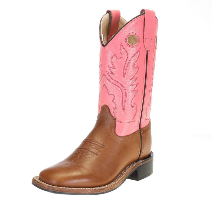 Childrens Tan Canyon Pink Top Square Toe Boot