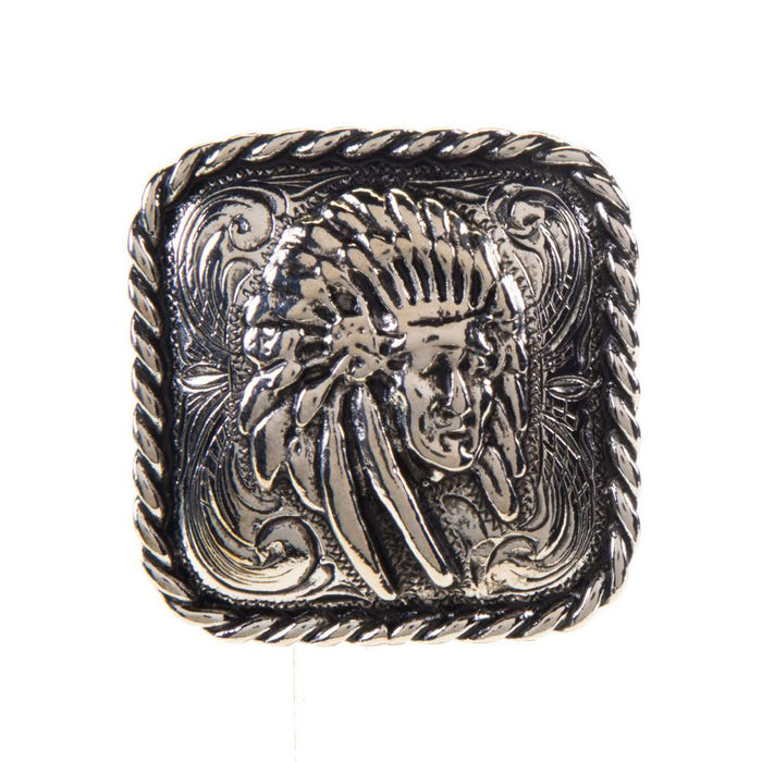 Jewelry 1 1/2" Square Chief Head Concho with Rope Border