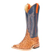 Mens Brandy Bruchiato Full Quill Ostrich 13in Burnished Navy Calf Top Boots