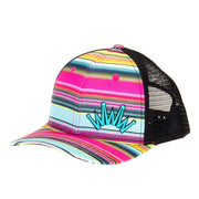 Saddle Pink Serape Embroidered Logo Mesh Back Trucker Cap