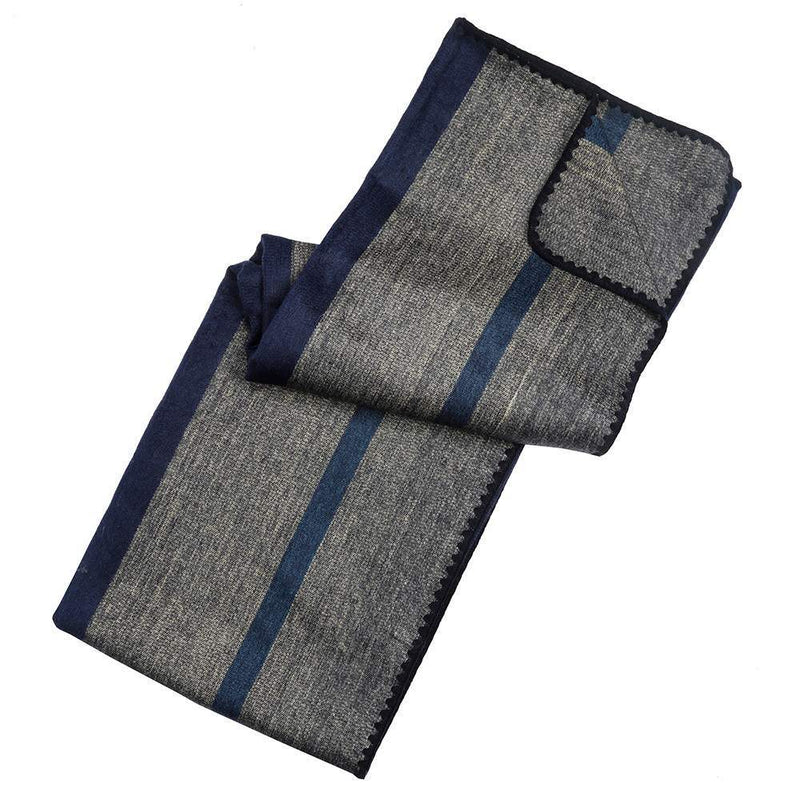 Hacienda Of Hope Alpaca Wool Navy Stripe Throw Blanket