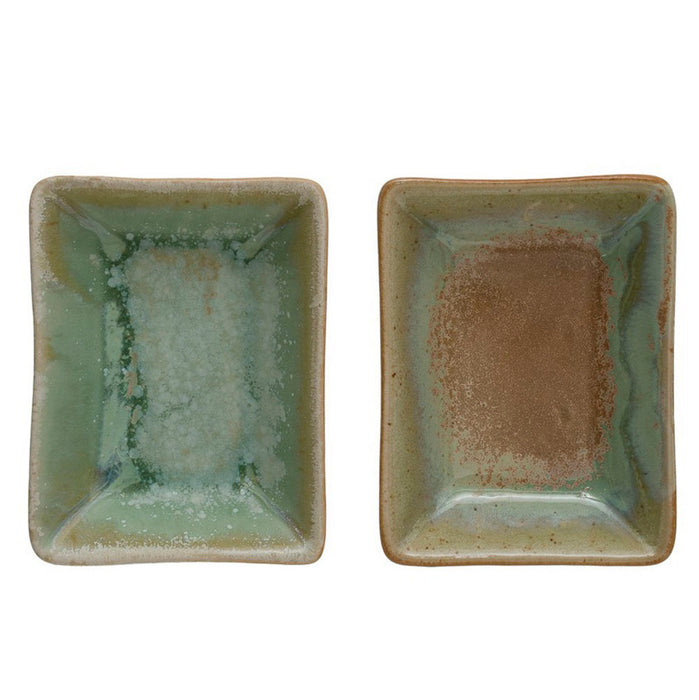 Stoneware Dish with Opal Reactive Glaze