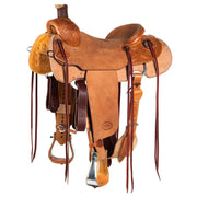 Natural 1/4 Breed Poinsettia Will James Low Cantle Ranch Roper Saddle