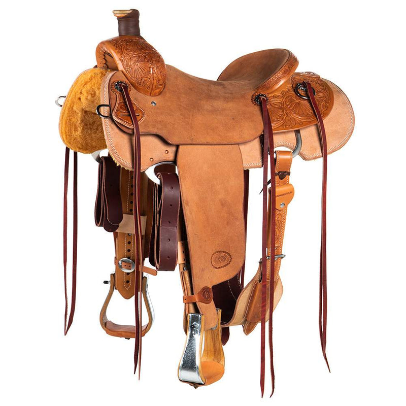 Natural 1/4 Breed Poinsettia Will James Low Cantle Ranch Roper Saddle