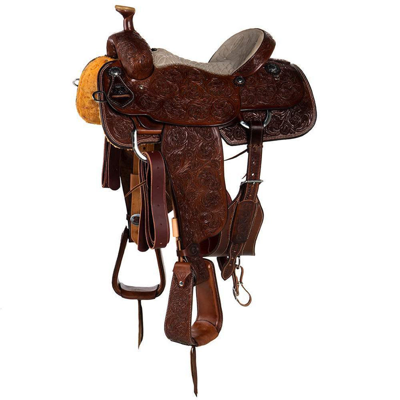 Nrs Competitors Chocolate Full Tooled Mia Flower Team Roping Saddle