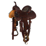 Chocolate 1/2 Breed Leopard Seat Youth Barrel Saddle