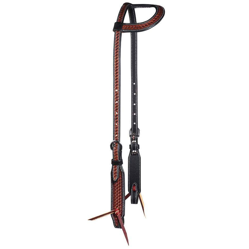 Professionals Choice Professional's Chestnut/Black Basketweave Single Ear Headstall