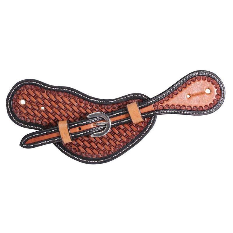 Mens Basketweave Tooled Spur Straps