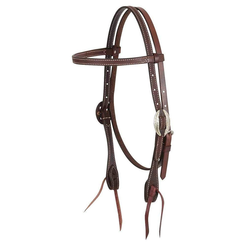 Chocolate Roughout Browband Headstall w/Santa Rosa Buckles