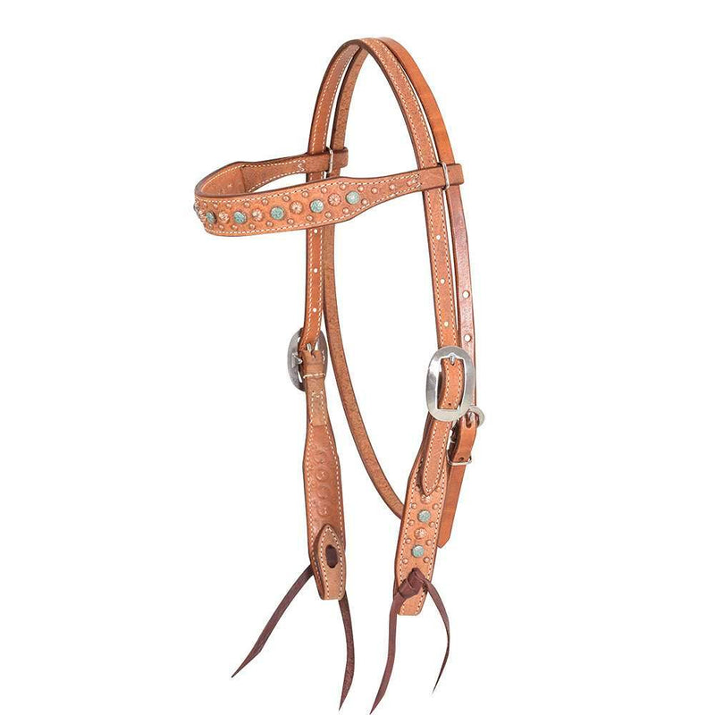 Martin Saddlery Natural Roughout Browband Headstall w/Floral Dots