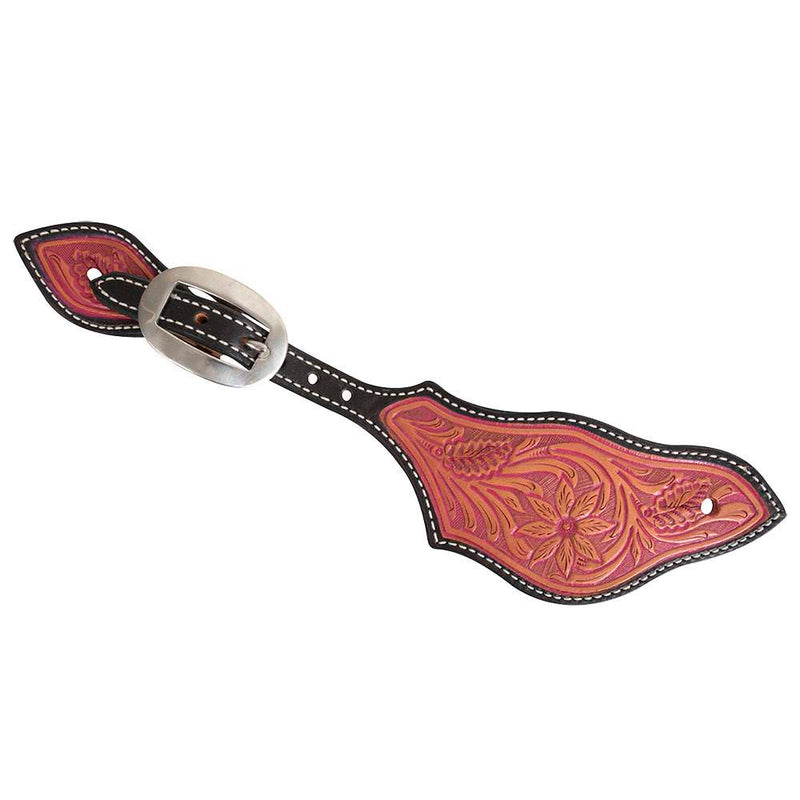 Pink Desert Flower Dyed Edged Rancher Spur Strap