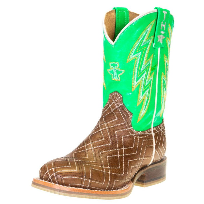 Youth Tin Haul Neon Matrix Lightning Rider Sole Cowboy Boots