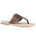 Womens Brown Tooled Leather Thong Sandal