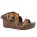 Womens Brown Tan Tooled Leather Wedge