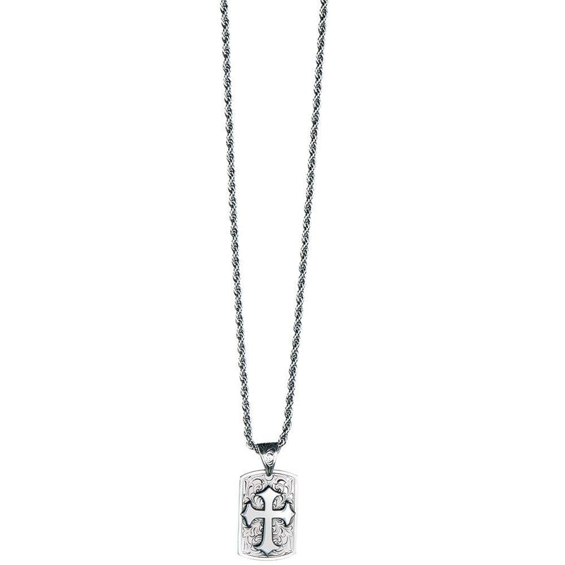 Men's Twister Dog Tag Style Cross Necklace