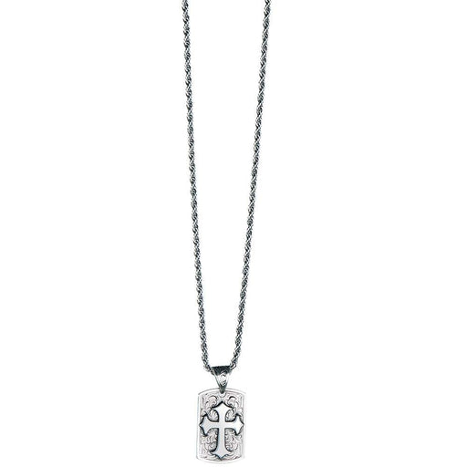 Men's Twister Dog Tag Style Cross Necklace