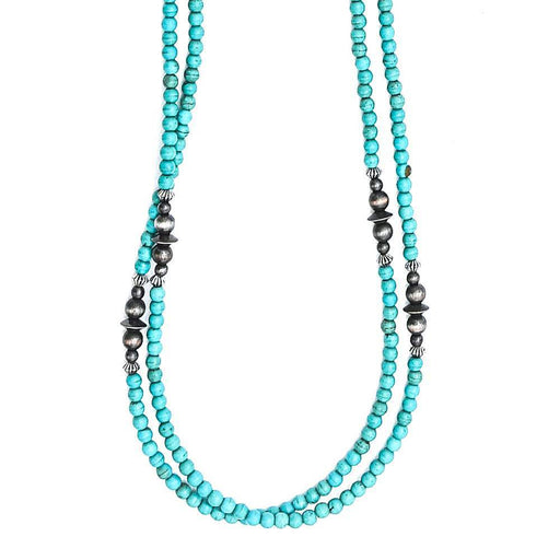 West And Company Dainty Turquoise Bead Necklace with Faux Navajo Pearls