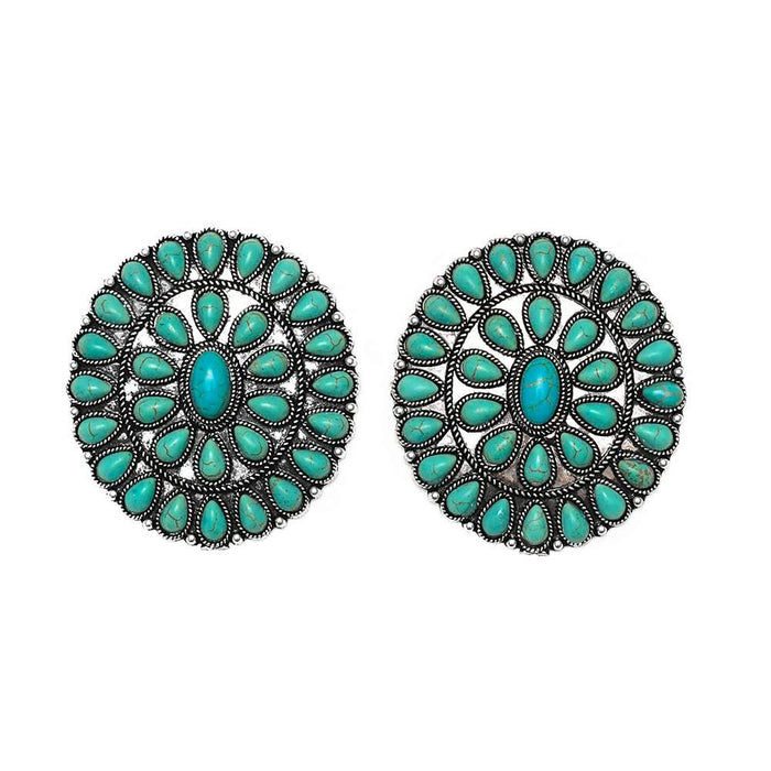 West And Company Large Faux Turquoise Cluster Earrings