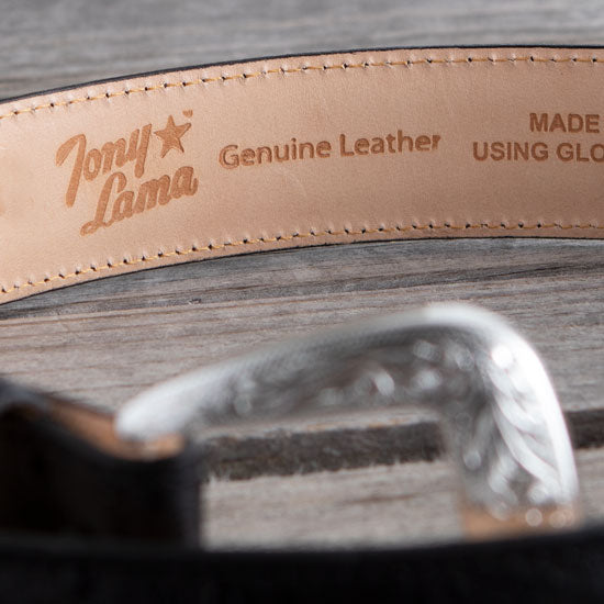 Men's Tony Lama Black Ostrich Dress Belt
