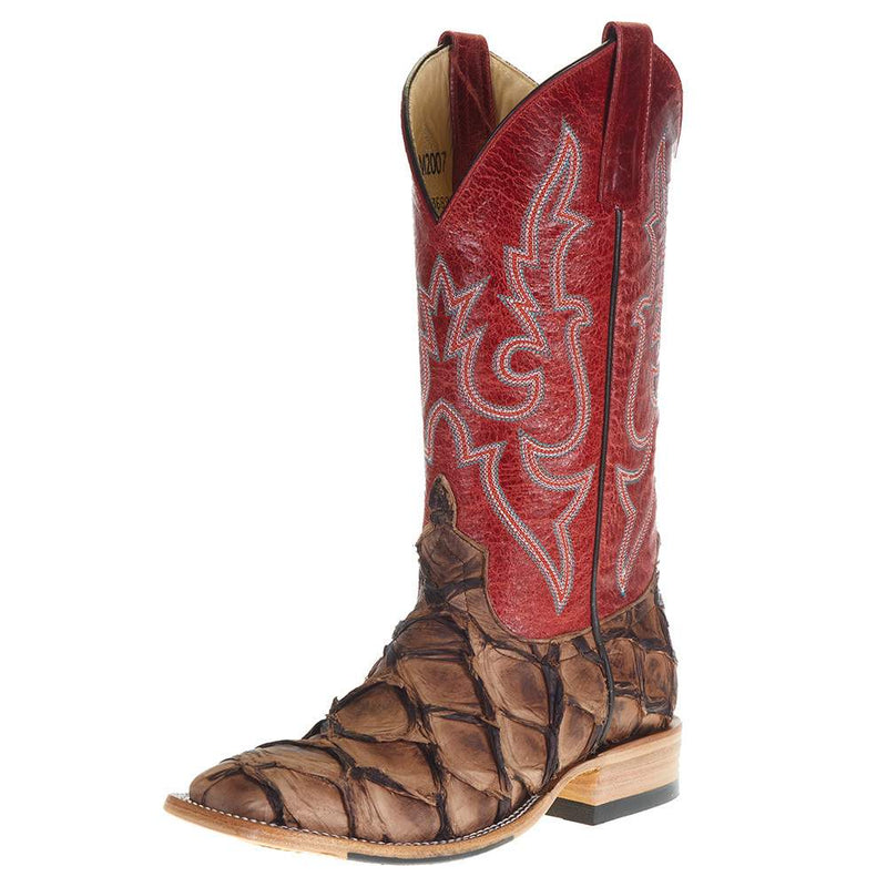 Womens Tan Big Bass Red Top Cowgirl Boots