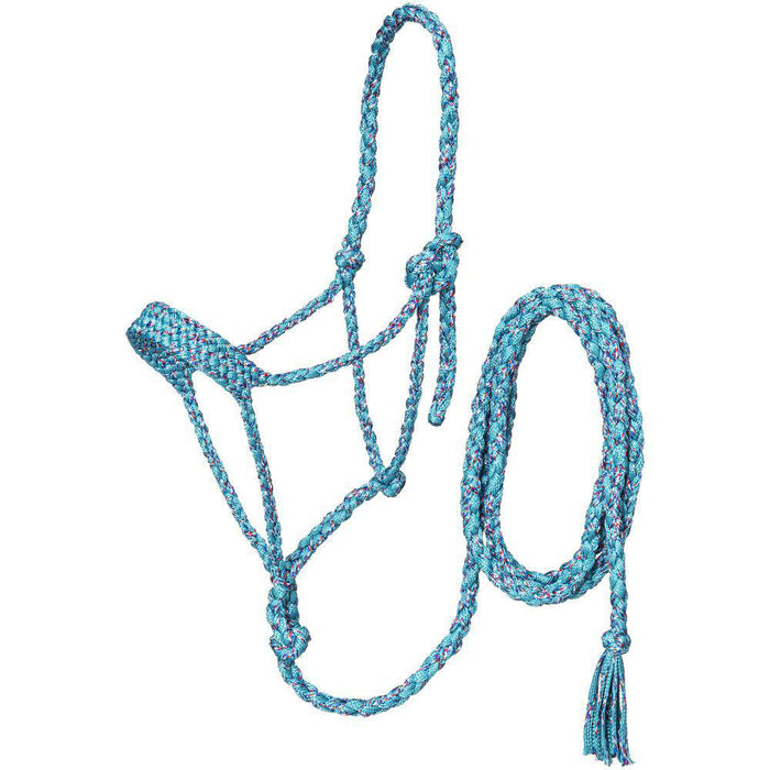 Tough 1 Mule Tape Halter/10ft Lead Turquoise Funfetti