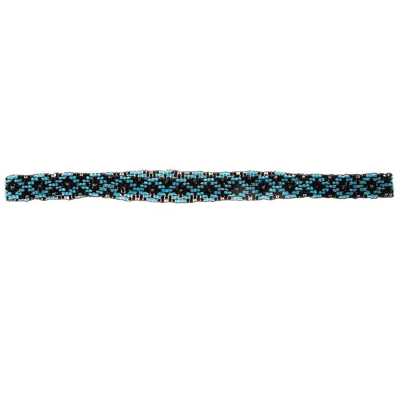 5/8" Blue Black Beaded Stretch Hat Band