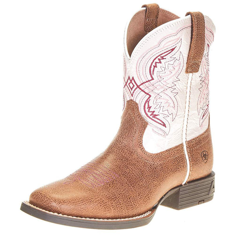 Ariat Youth Tan with Pearlized Double Kicker Adobe Cowboy Boot