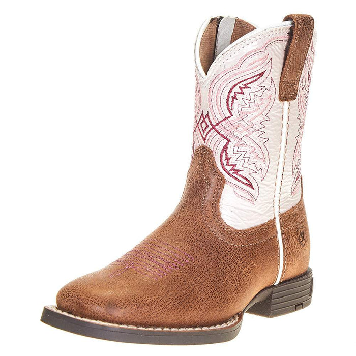 Childrens Tan and Pearlized Double Kicker Adobe Cowboy Boot