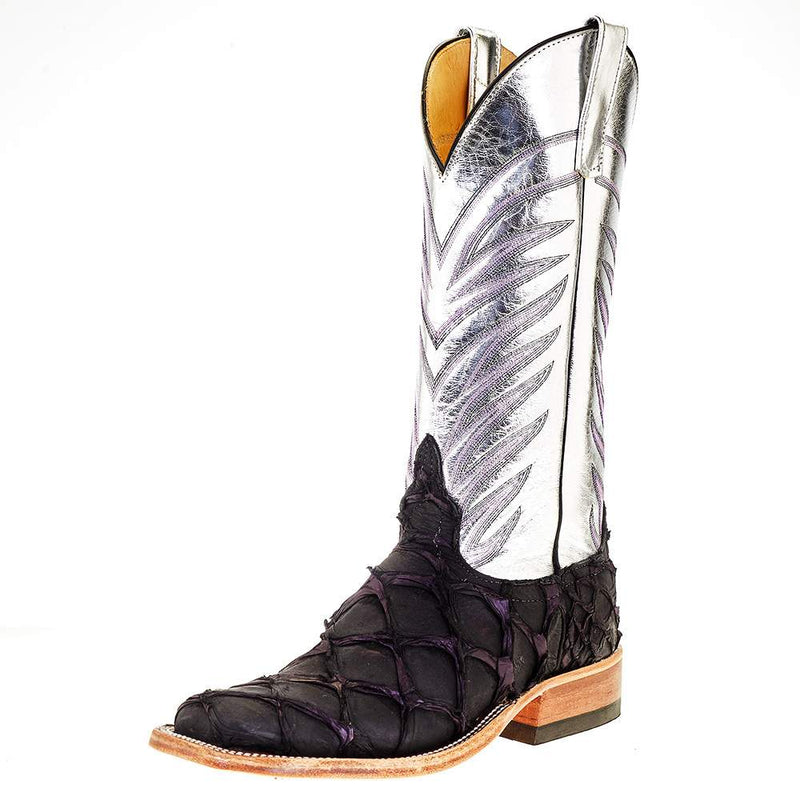 Women's Purple Panther Big Bass 13" Silver Metallic Cowgirl Boot