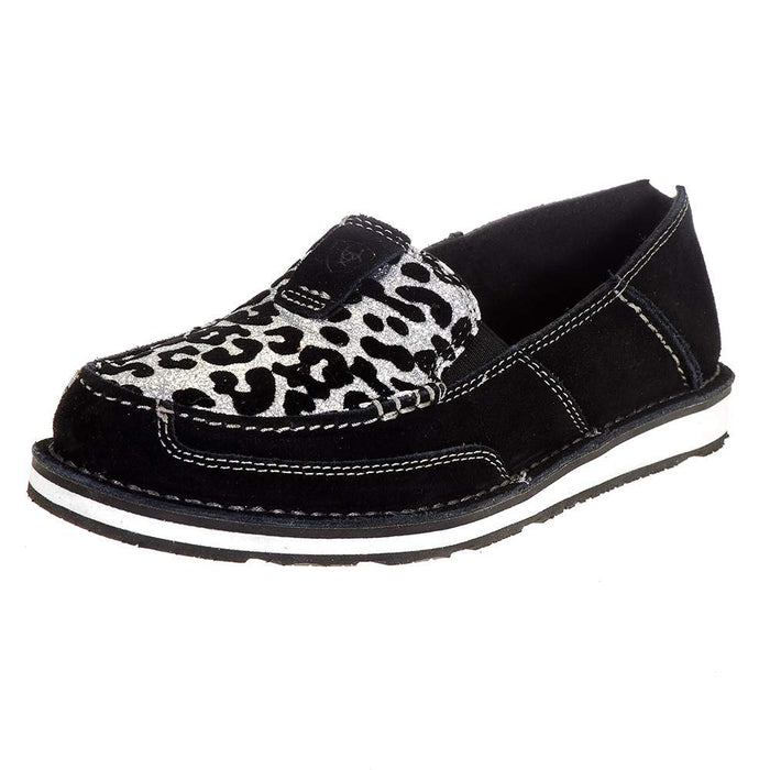 Womens Black Silver Leopard Print Print Cruiser