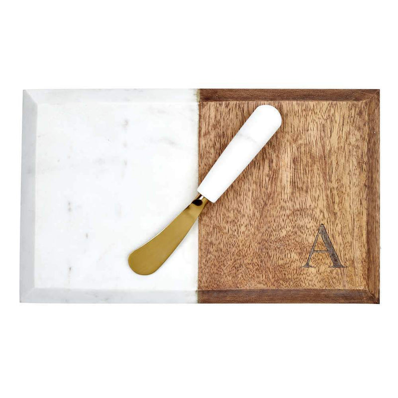 Mud Pie Initial Marble Wood Set- A