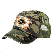 Camo Leather Patch Ponytail Cap