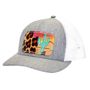 Mcintire Saddlery Gray/White Leopard Leather Patch Cap