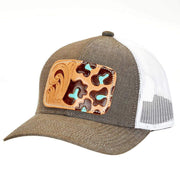 Mcintire Saddlery Heather Brown Cap with Tool and Leopard Leather Patch