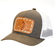 Heather Brown Leather Patch Cap
