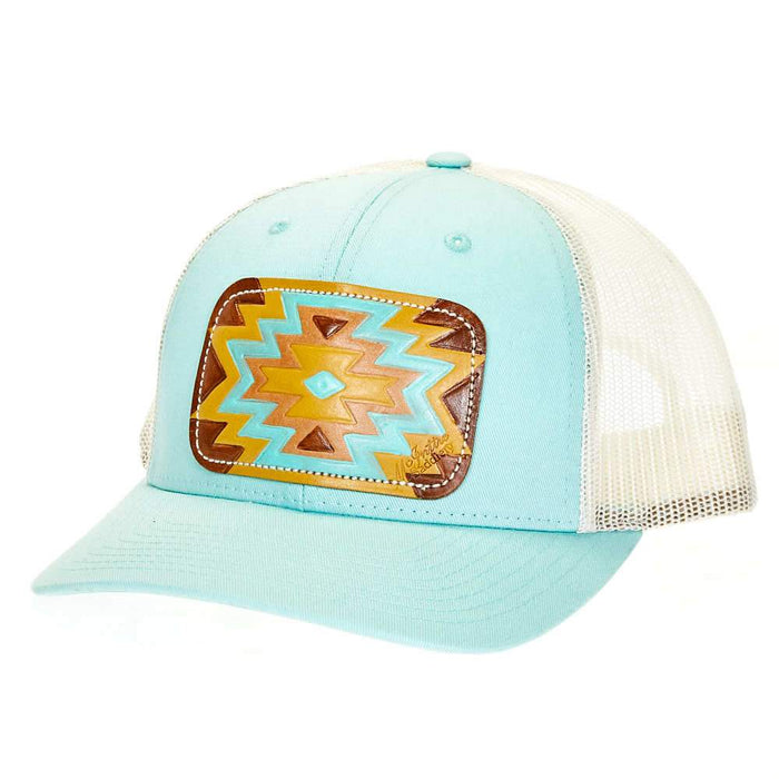 Light Turquoise Cap with Aztec Leather Patch